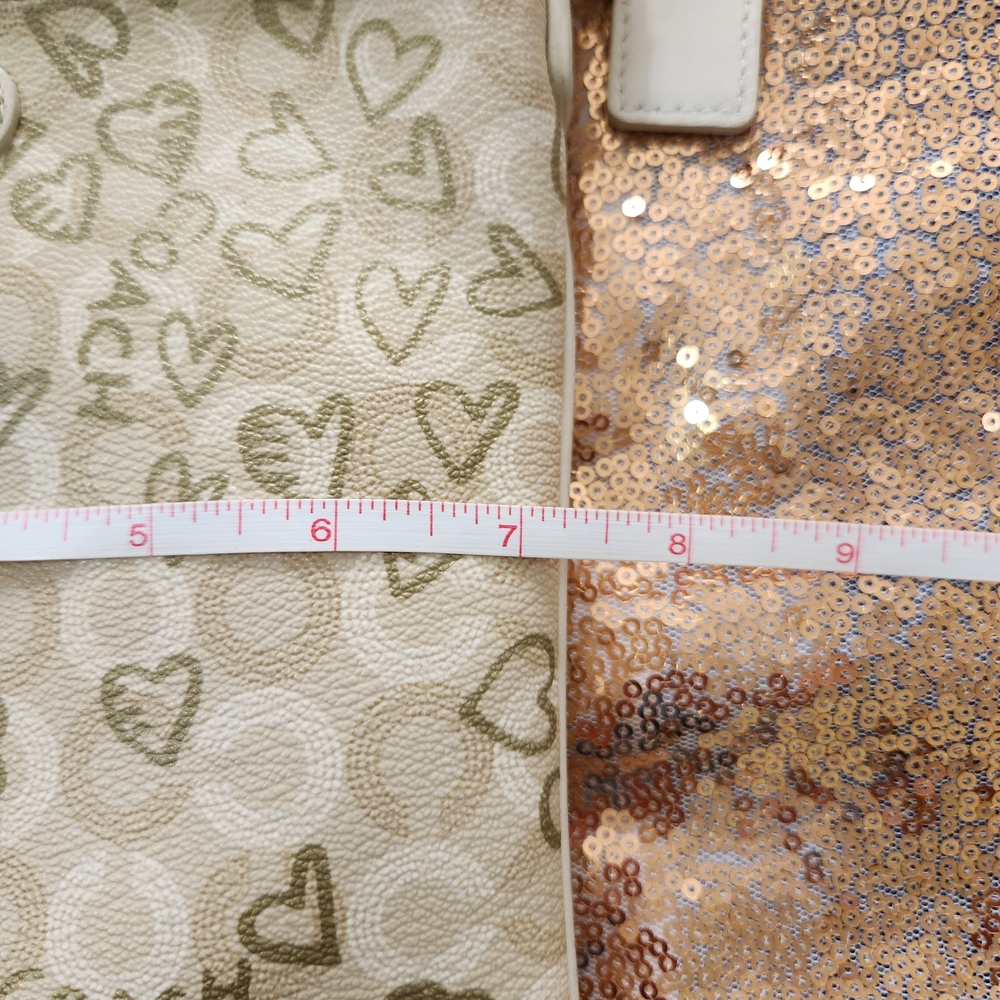 Coach Tan And Gold Hearts Logo Crossbody Bag - Picture 9 of 12